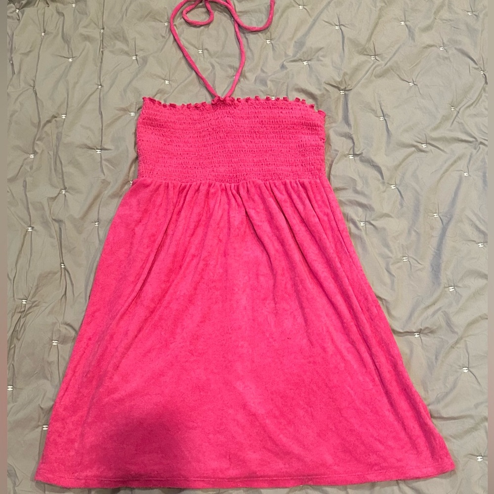 Pink Swimsuit cover up or halter dress
